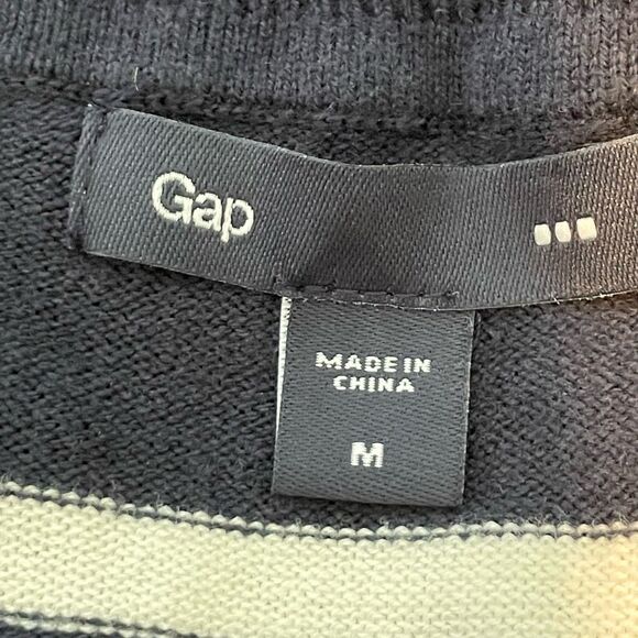 Gap Striped Turtleneck Sweater Navy Blue White Knit Lightweight Long Sleeve M - Picture 4 of 6